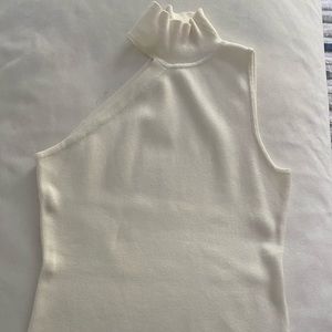 superdown Cream Asymmetric One-Shoulder Tank Top